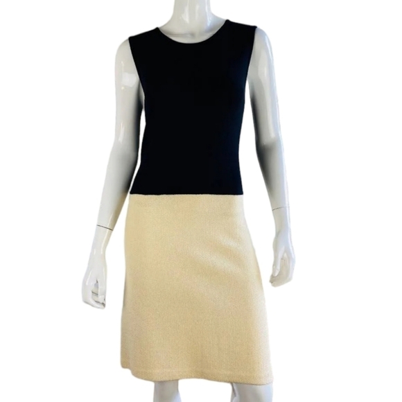 ST. JOHN COLLECTION Scoop Neck colorblock pattern knit sheath mini Dress - Picture 1 of 6